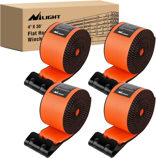 Nilight Truck Straps 4 Inch x 30' Heavy Duty Tie Down with Flat Hooks | 16800LBS Break Strength & 5400LBS WLL for Flatbed Trailer Cargo Control Recovery Tree Saver 4 Pack Orange