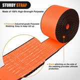 Nilight Truck Straps 4 Inch x 30' Heavy Duty Tie Down with Flat Hooks | 16800LBS Break Strength & 5400LBS WLL for Flatbed Trailer Cargo Control Recovery Tree Saver 4 Pack Orange, view 3