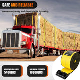 Nilight Truck Straps 4 Inch x 30' Heavy Duty Tie Down with Flat Hooks | 16800LBS Break Strength & 5400LBS WLL for Flatbed Trailer Cargo Control Recovery Tree Saver 4 Pack Yellow, view 5
