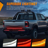 Nilight Truck Tailgate Light Strip 48 Inch Quad Row 528 LED Strip with Red Running Brake Lights White Reverse Lamp Amber Turn Signals Lights, view 6