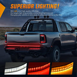 Nilight Truck Tailgate Light Strip 60 Inch Quad Row 648 LED Strip with Red Running Brake Lights White Reverse Lamp Amber Turn Signals, view 6