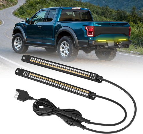 Nilight Truck Tailgate Light Strip 7 Inch Aluminum Frame Double Row 60 LED Red Running Brake Amber Sequential Turn Signals Strobe Lights Bar for Trailer Hitch Cargo Carrier Luggage Rack