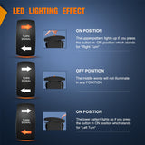 Nilight Turn Signal Switch Amber 4Pin ON Off ON Rocker Switch Laser Etched SPDT Toggle Switches 12V 20A 24V 10A Jumper Wires for Cars RVs Boats Campers Trailers, view 5