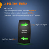 Nilight Turn Signal Switch Green 4Pin ON Off ON Rocker Switch Laser Etched SPDT Toggle Switches 12V 20A 24V 10A Jumper Wires for Cars RVs Boats Campers Trailers, view 3