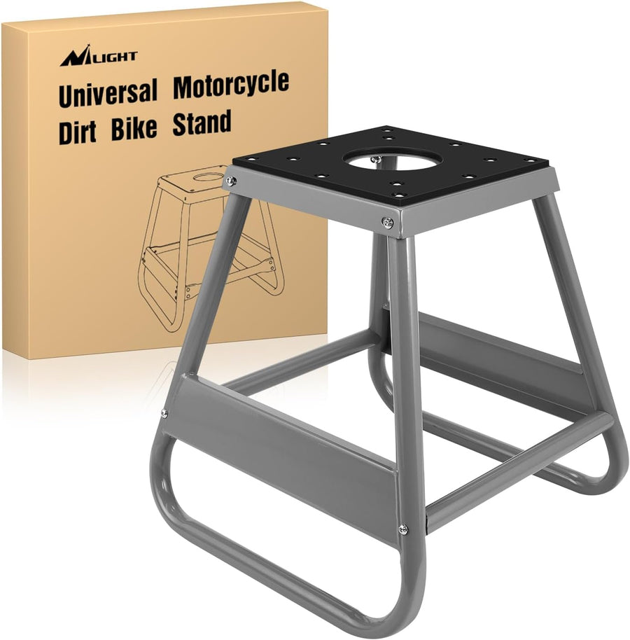 Nilight Universal Dirtbike Pit Stand Non-Slip Rubber Top Off-Road Steel Heavy Duty Moto Removable Maintenance Motocross Stand Hoist Lift Jack 1000LBS Capacity Silver