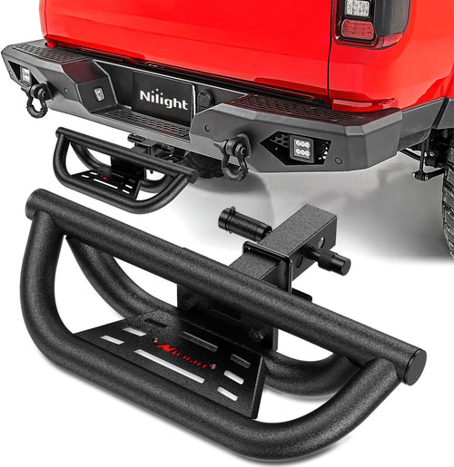 Nilight Universal Hitch Step Textured Black Drop Trailer Hitch Step Fit 2 Inch Receiver with Hitch Lock Stabilizer Towing Bar Rear Bumper Guard Rated up to 350 Lbs for Pickups Trucks Vans SUVs ATVs (25% OFF Final Checkout)