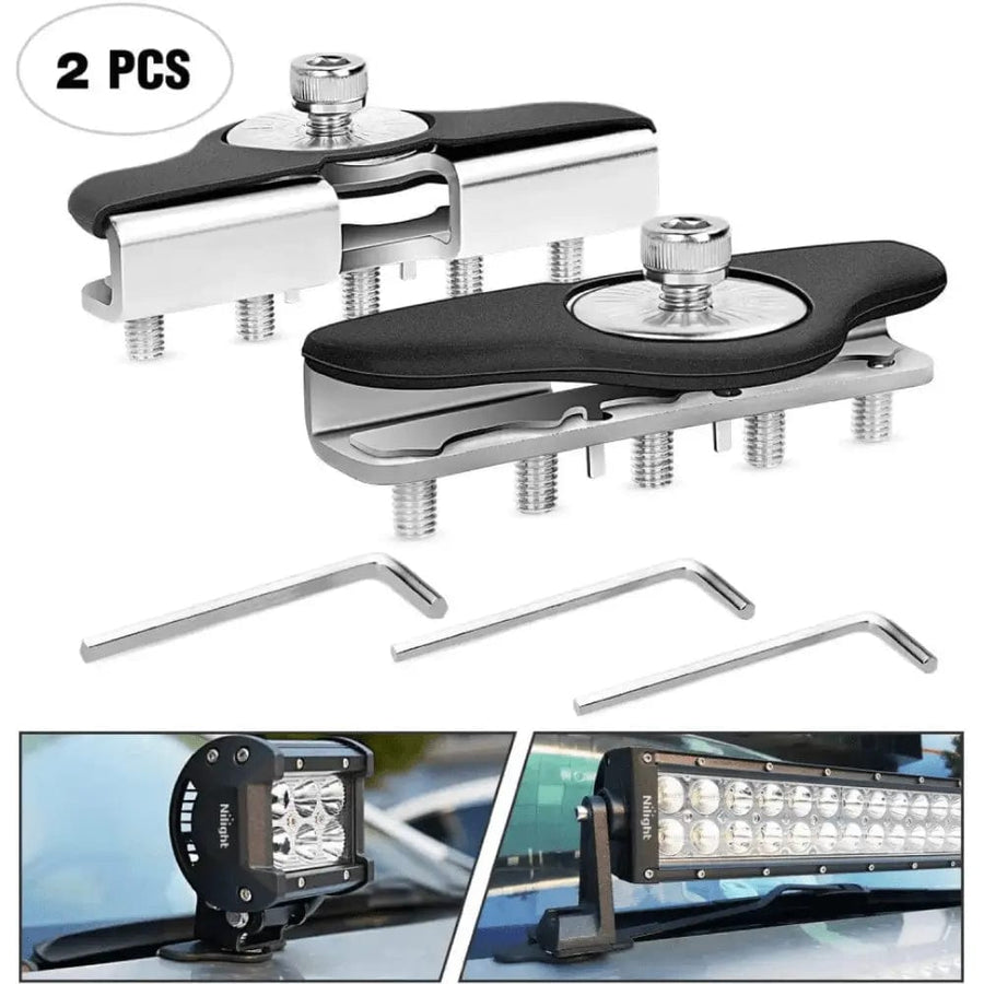 Nilight Universal Hood Clamp Holder Mount Bracket (Pair)
