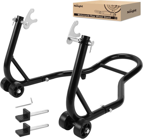 Nilight Universal Motorcycle Rear Wheel Stand Lift 850lbs with U + L Fork for Suzuki Yamaha Honda Kawasaki, Black