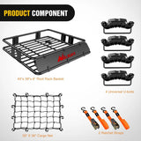 Nilight Universal Roof Rack Cargo Basket 43in x 39in x 6in With Cargo Net Ratchet Straps Luggage Holder, view 2