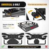 Nilight Universal Roof Rack Cargo Basket 43in x 39in x 6in With Cargo Net Ratchet Straps Luggage Holder, view 5