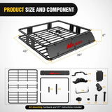 Nilight Universal Roof Rack Cargo Basket 43in x 39in x 6in, view 2