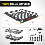 Nilight 51 x 36 x 5in Universal Roof Rack Cargo Basket, view 2