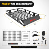 Nilight Universal Roof Rack Cargo Basket 64in x 39in x 6in, view 2