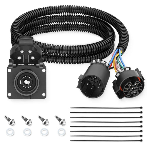 Nilight USCAR 7 Pin Trailer Wiring Harness 7ft for Chevy Ford GMC Dodge Nissan Toyota 5th Wheel Gooseneck Trailer