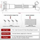 Nilight USCAR 7 Pin Trailer Wiring Harness 7ft for Chevy Ford GMC Dodge Nissan Toyota 5th Wheel Gooseneck Trailer, view 2