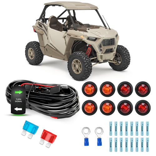 Nilight UTV ATV Turn Signal Wiring Harness Kit Street Legal Flasher Relay Kits with Vertical Rocker Switch Red &Yellow Lights for Polaris Kawasaki Teryx Can Am Commander Cat Wild Green Backlight