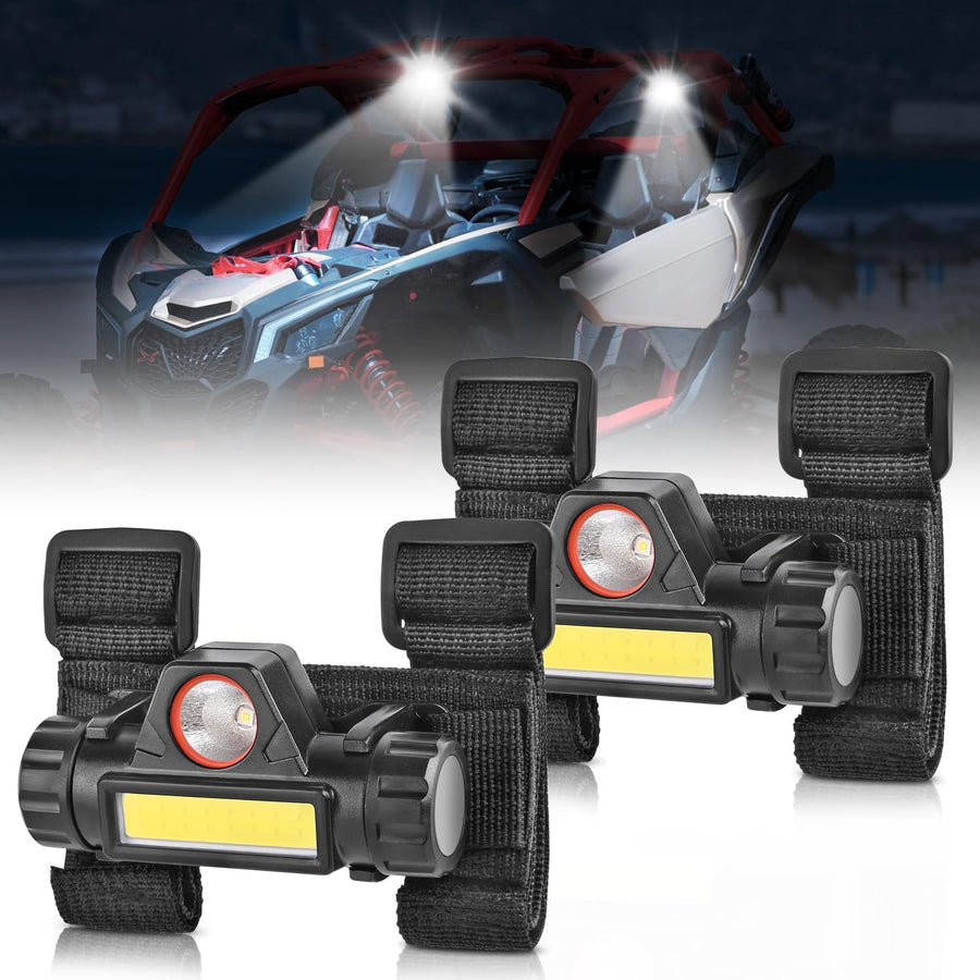 Nilight UTV Dome Light 2 PCS Spot Flood Combo Beam LED Interior Lights Universal 1.5 inch-2.0 inch Roll Bar Mount Lighting for ATV Can-Am Polaris RZR Dune Buggy Golf Cart Off-Road Vehicle Boat