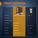 Nilight UTV High Low Beam Headlight Rocker Switch On Off 6 PIN Toggle Switches with Orange Backlit Light 12V 24V with Jumper Wires Set for Can-Am Commander Maverick MAX 1000 STD XRS, view 5