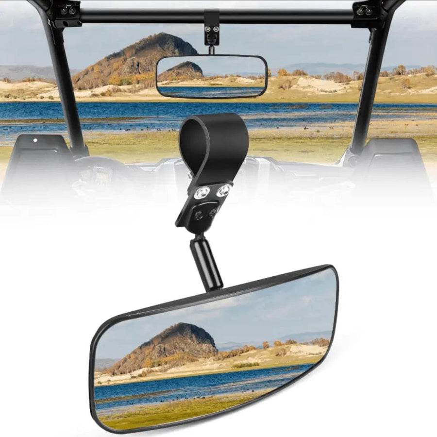 Nilight UTV Rear View Mirror 12in Wide Clear Convex Center Mirror with 3/4in 1.75in to 2in Clamps for Polaris RZR PRO XP R Pioneer 1000 Can Am Maverick X3 Kawasaki