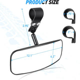 Nilight UTV Rear View Mirror 12in Wide Clear Convex Center Mirror with 3/4in 1.75in to 2in Clamps for Polaris RZR PRO XP R Pioneer 1000 Can Am Maverick X3 Kawasaki, view 2
