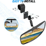 Nilight UTV Rear View Mirror 12in Wide Clear Convex Center Mirror with 3/4in 1.75in to 2in Clamps for Polaris RZR PRO XP R Pioneer 1000 Can Am Maverick X3 Kawasaki, view 3