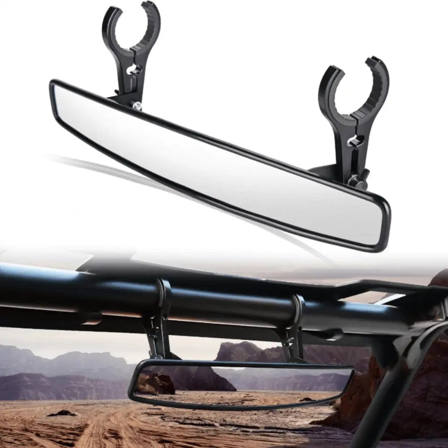 Nilight UTV Rear View Mirror 15in Wide Clear Convex Center Mirror with 3/4in 1.75in or 2in Clamps for Polaris RZR PRO XP R Pioneer Can Am Commander Maverick Kawasaki