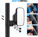 Nilight UTV Side Mirrors Universal Fit For 1.6in to 2in Roll Cages, view 2