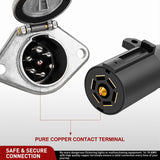 Nilight Vehicle-Side 7-Pin Round Trailer Wiring Harness Socket 7 Way Female-End Adapter Replacement SAE J560 Die-Cast Zinc Housing 7 Pole Round Electrical Connector for Semi Truck Trailer Car, view 2