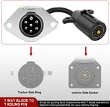Nilight Vehicle-Side 7-Pin Round Trailer Wiring Harness Socket 7 Way Female-End Adapter Replacement SAE J560 Die-Cast Zinc Housing 7 Pole Round Electrical Connector for Semi Truck Trailer Car, view 5