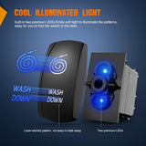 Nilight Wash Down Rocker Switch Led Light Bar 5 Pin Laser On Off SPST Switches 20A/12V 10A/24V Blue with Jumper Wires Set for Cars Trucks Boats ATVs UTVs RVs, view 2