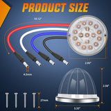 Nilight Watermelon Light 17 LED Dual Color 2PCS Stainless Steel Bezel Amber to Blue Side Marker Clearance Turn Signal Lights 4 Plug IP68 Waterproof for Trailer Truck Pickup Camper RV ATV UTV Boat, view 2