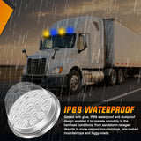 Nilight Watermelon Light 17 LED Dual Color 2PCS Stainless Steel Bezel Amber to Blue Side Marker Clearance Turn Signal Lights 4 Plug IP68 Waterproof for Trailer Truck Pickup Camper RV ATV UTV Boat, view 6