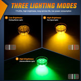 Nilight Watermelon Light 17 LED Dual Color 2PCS Stainless Steel Bezel Amber to Green Side Marker Clearance Turn Signal Lights 4 Plug IP68 Waterproof for Trailer Truck Pickup Camper RV ATV UTV Boat, view 3