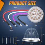 Nilight Watermelon Light 17 LED Dual Color 2PCS Stainless Steel Bezel Amber to Purple Side Marker Clearance Turn Signal Lights 4 Plug IP68 Waterproof for Trailer Truck Pickup Camper RV ATV UTV Boat, view 2