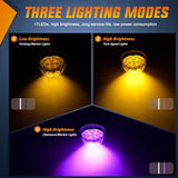 Nilight Watermelon Light 17 LED Dual Color 2PCS Stainless Steel Bezel Amber to Purple Side Marker Clearance Turn Signal Lights 4 Plug IP68 Waterproof for Trailer Truck Pickup Camper RV ATV UTV Boat, view 3