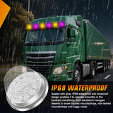Nilight Watermelon Light 17 LED Dual Color 2PCS Stainless Steel Bezel Amber to Purple Side Marker Clearance Turn Signal Lights 4 Plug IP68 Waterproof for Trailer Truck Pickup Camper RV ATV UTV Boat, view 6