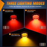 Nilight Watermelon Light 17 LED Dual Color 2PCS Stainless Steel Bezel Red to Amber Side Marker Clearance Turn Signal Lights 4 Plug IP68 Waterproof for Trailer Truck Pickup Camper RV ATV UTV Boat, view 3