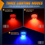 Nilight Watermelon Light 17 LED Dual Color 2PCS Stainless Steel Bezel Red to Blue Side Marker Clearance Turn signal Lights 4 Plug IP68 Waterproof for Trailer Truck Pickup Camper RV ATV UTV Boat, view 3