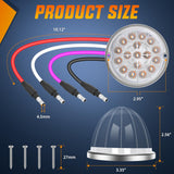 Nilight Watermelon Light 17 LED Dual Color 2PCS Stainless Steel Bezel Red to Purple Side Marker Clearance Turn Signal Lights 4 Plug IP68 Waterproof for Trailer Truck Pickup Camper RV ATV UTV Boat, view 2
