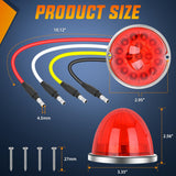 Nilight Watermelon Light 17 LED Triple Function 2PCS Red Lens Stainless Steel Bezel Marker Clearance Strobe Brake Lights 4 Plug IP68 Waterproof for Trailer Truck Pickup Camper RV ATV UTV Boat, view 2