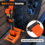 Nilight Wheel Chock Tie Down Kit 4500lb Break Strength 2Pcs E Track Ratchet Straps 4 Pcs Heavy Duty Trailer Tire Straps System for ATV, UTV, Lawn Mower,SXS 10 in-30 in Diameter Tires Orange, view 5