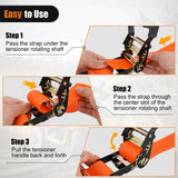 Nilight Wheel Chock Tie Down Kit 4500lb Break Strength 2Pcs E Track Ratchet Straps 4 Pcs Heavy Duty Trailer Tire Straps System for ATV, UTV, Lawn Mower,SXS 10 in-30 in Diameter Tires Orange, view 6