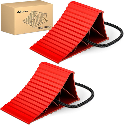 Nilight Wheel Chocks, Heavy Duty Wheel Stopper for Car, Truck, RV, Trailer, Caravan, Motorcycle, 8.7 Inch x 4.8 Inch x 4.2 Inch, 2-Pack(Red)