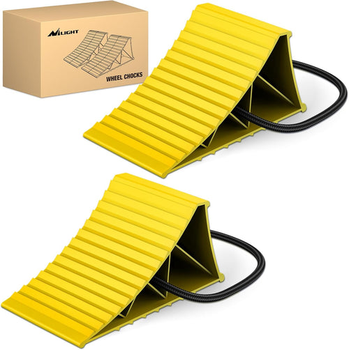 Nilight Wheel Chocks, Heavy Duty Wheel Stopper for Car, Truck, RV, Trailer, Caravan, Motorcycle, 8.7 Inch x 4.8 Inch x 4.2 Inch, 2-Pack(Yellow)