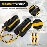 Nilight Wheel Chocks RV Car Heavy Duty Rubber Tire Chock Blocks Stopper Yellow Reflective Strips Stabilizer 4 Pack with Rope for RVs Cars Travel Trailers Campers Trucks Motorcycle Accessories Parking, view 5