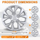 Nilight Wheel Cover Hubcaps 17 Inch Compatible with Honda CR-V CRV 2023 2024 2025 Hub Caps 17 inch Set of 4 Rim Covers Protector Wheel Replacement 44733-3A0-A02 ABS PC Material Flower Style, Silver, view 2
