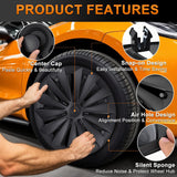 Nilight Wheel Cover Hubcaps 19 Inch for Tesla Model Y Accessories 2021 2022 2023 2024 Tesla Model Y 19 Inch Hub caps Set of 4 Rim Protector Wheel Covers Replacement Multi-Spoke Lines Style Matt Black, view 4