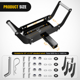 Nilight Winch Cradle Universal Mount Plate 10 x 4 1/2Inch Winch Bracket Winch Mounting 2 Inch Receiver Hitch 8000-13,000 Lb Capacity Recovery Winches Foldable, view 2