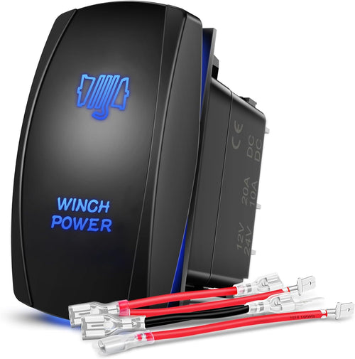Nilight Winch Power Rocker Switch Led Light Bar 5 Pin Laser On Off SPST Switches 20A/12V 10A/24V Blue with Jumper Wires Set for Cars Trucks Boats ATVs UTVs RVs