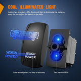 Nilight Winch Power Rocker Switch Led Light Bar 5 Pin Laser On Off SPST Switches 20A/12V 10A/24V Blue with Jumper Wires Set for Cars Trucks Boats ATVs UTVs RVs, view 2